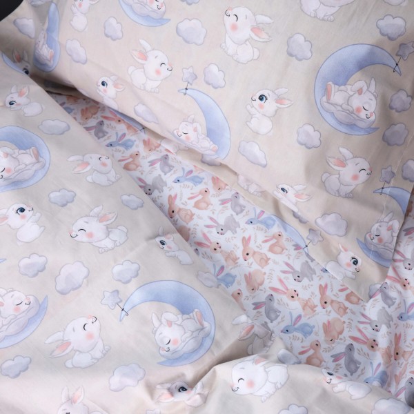 Фото - Комплект постільної білизни MirSon Poplin Line Kids 07 Rabbits 220х240 (2200009717956)